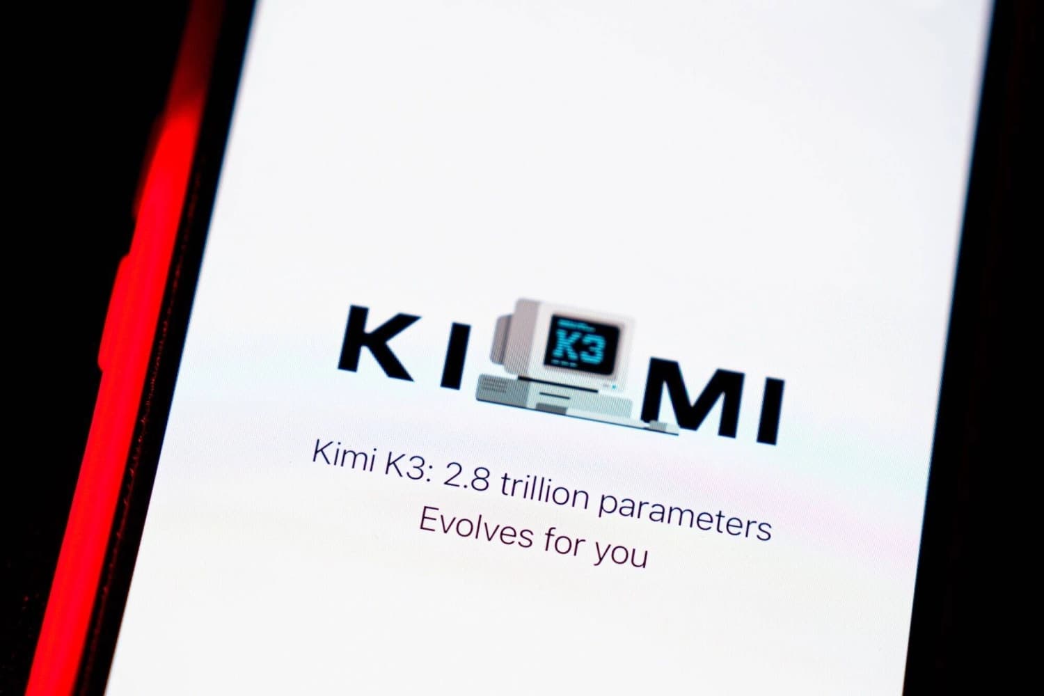 The Kimi K3 logo and tagline displayed on a smartphone screen
