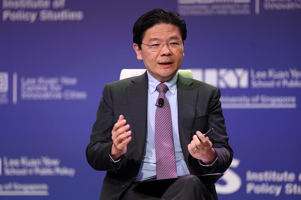 Singapore Prime Minister Lawrence Wong speaking at a public policy forum