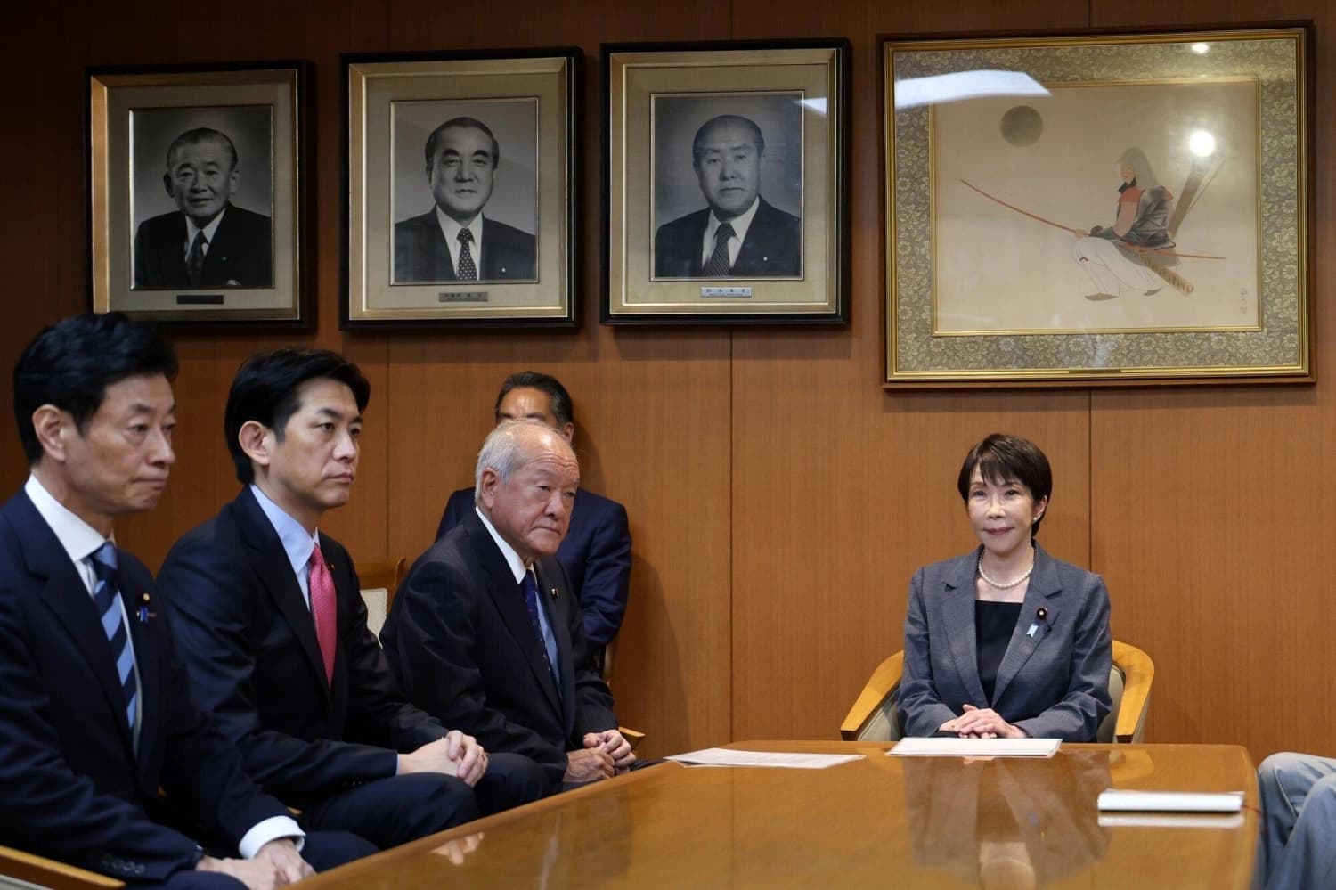 Prime Minister Sanae Takaichi meets with senior Liberal Democratic Party officials to discuss the consumption tax cut